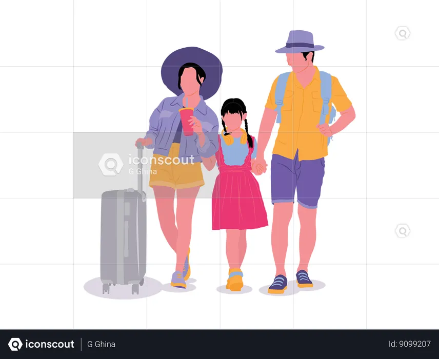Family going for Trip  Illustration