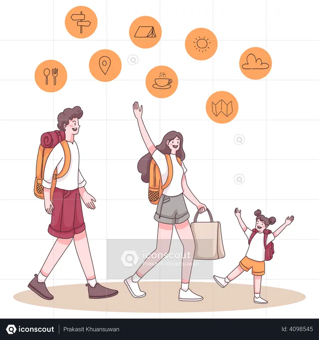 Family going on camping  Illustration