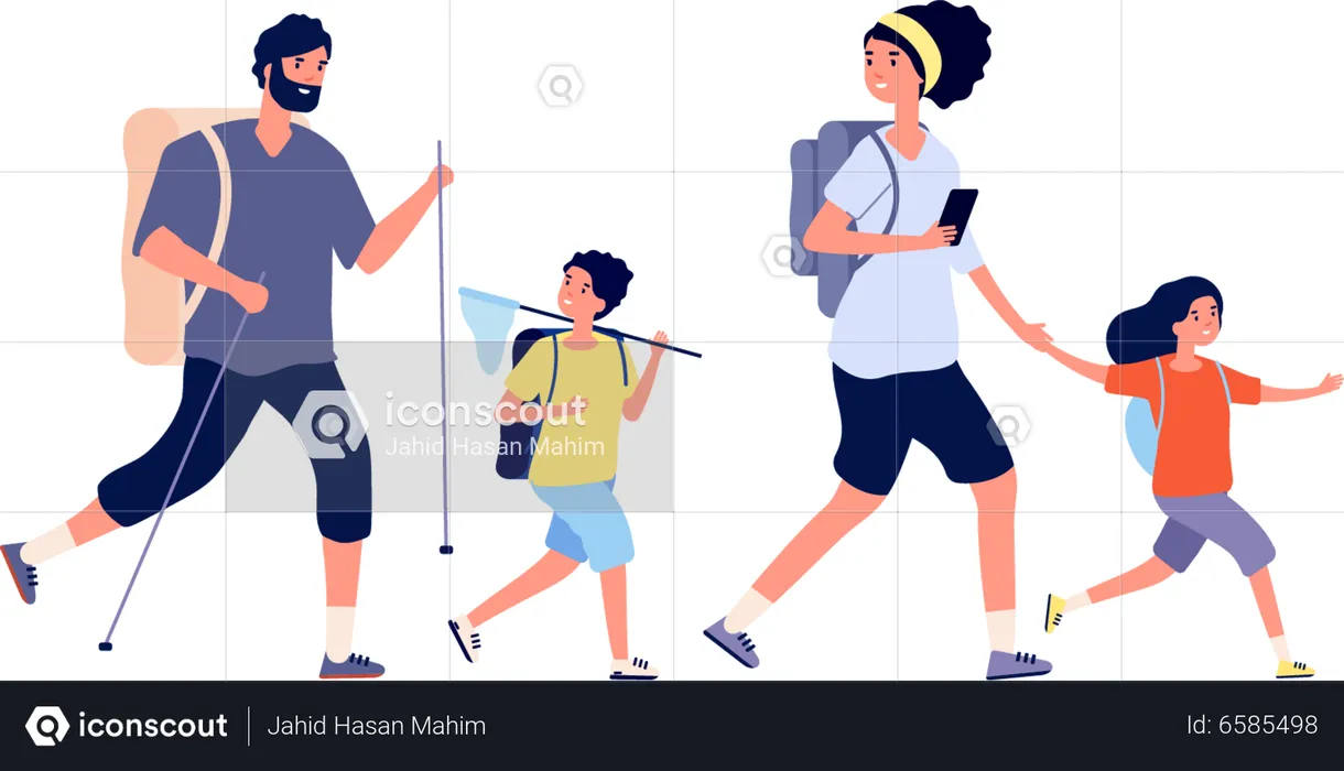 Family going traveling together  Illustration