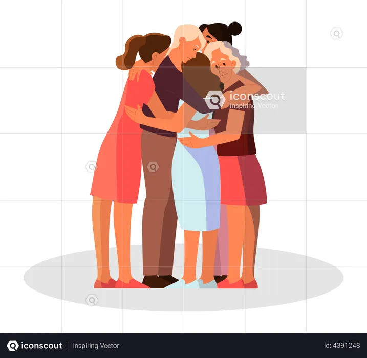 Family hugging together  Illustration