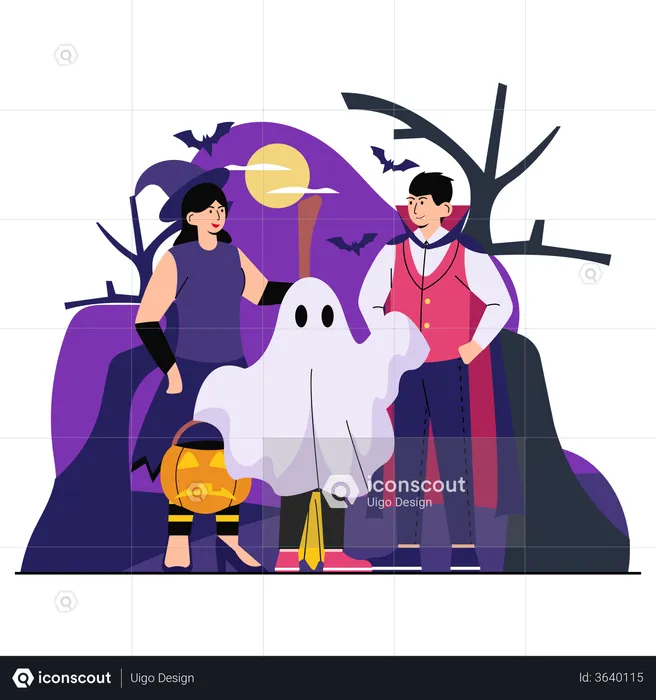 Family in Halloween  Illustration