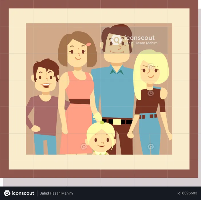 Family in photo frame  Illustration