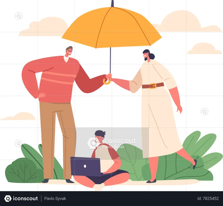 Family insurance protection  Illustration