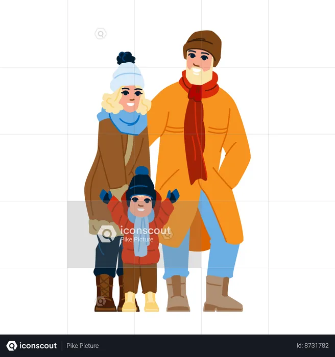 Family is enjoying in winter  Illustration