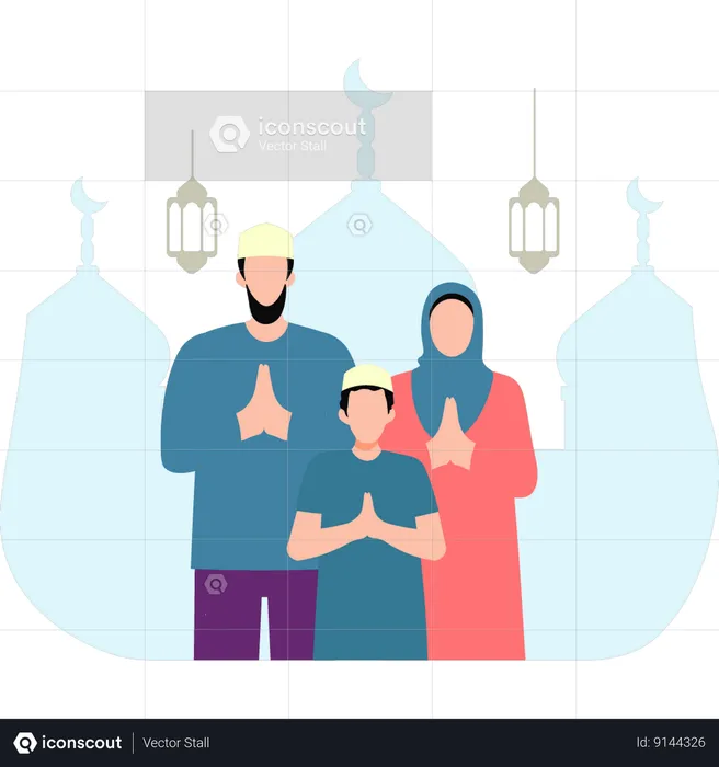 Family is greeting  Illustration