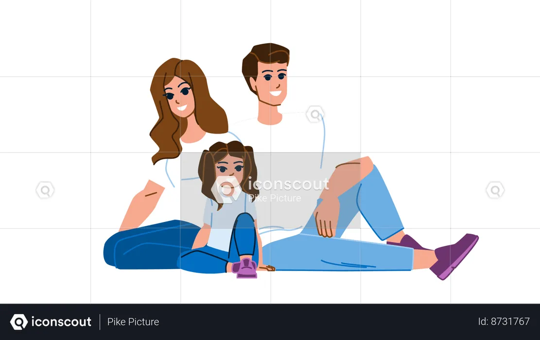 Family is posing for photograph  Illustration