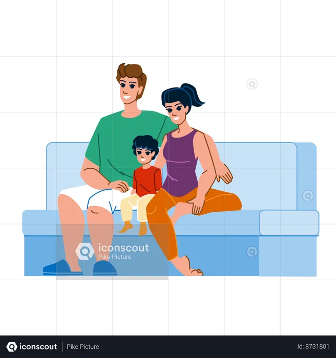 Family is watching tv  Illustration