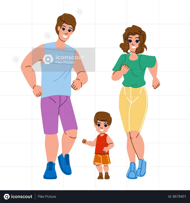 Family jogging together  Illustration