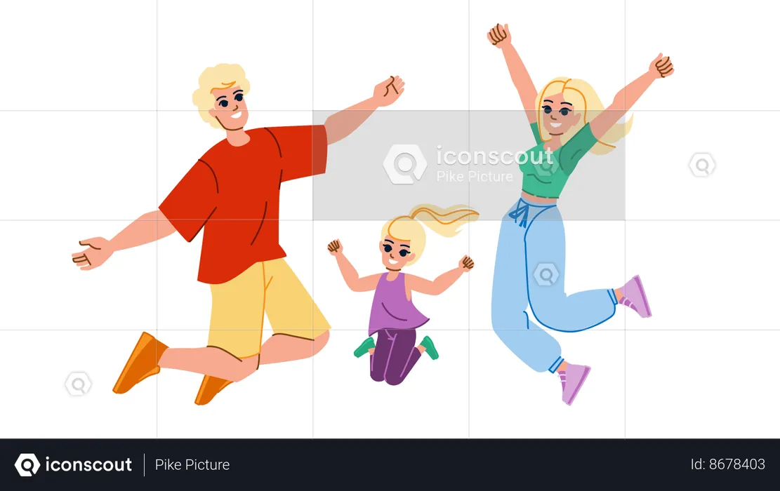 Family jumping  Illustration
