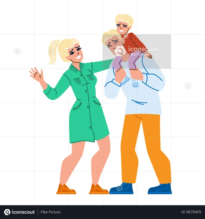 Family laughing  Illustration