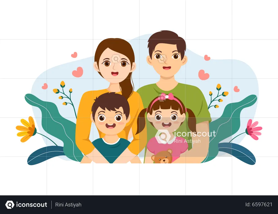 Family love and care  Illustration