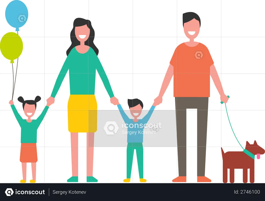 Family members holding hands  Illustration