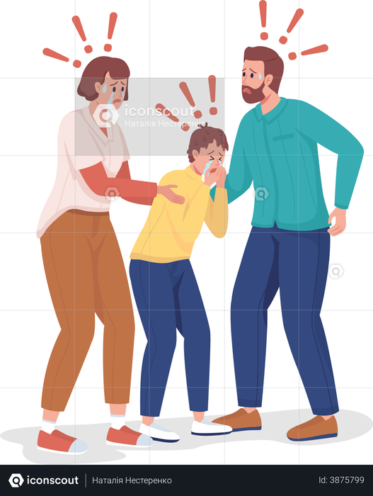 Family members showing sudden shock Illustration