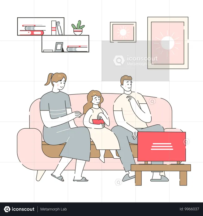 Family Movie Night with Smart Tech  Illustration