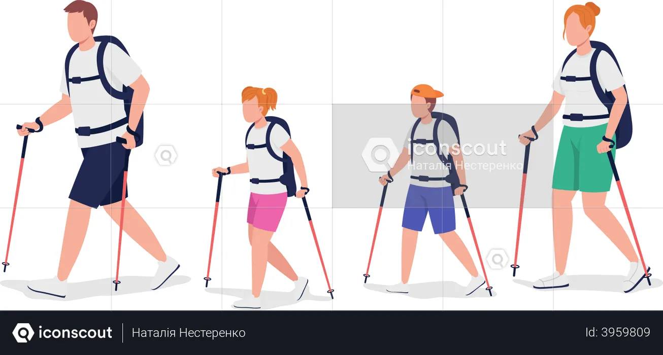 Family of hikers  Illustration
