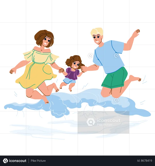 Family on beach  Illustration