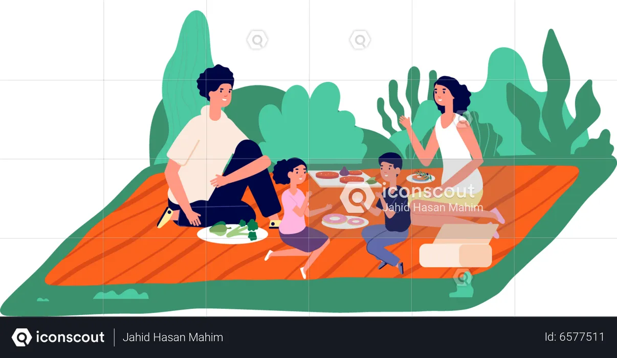 Family Picnic  Illustration