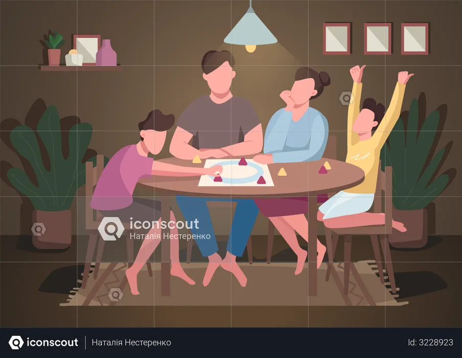 Family play board game  Illustration