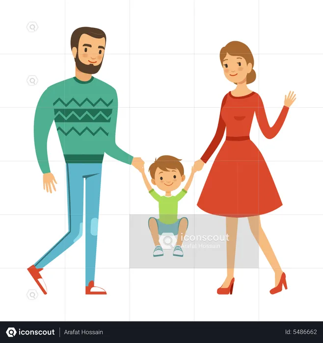 Family playing with kid  Illustration