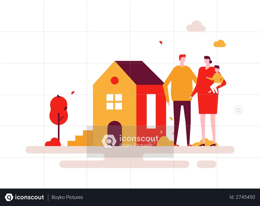 Family purchasing new home  Illustration