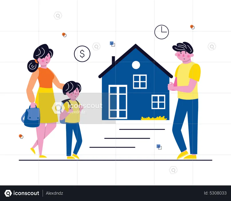 Family purchasing new house  Illustration