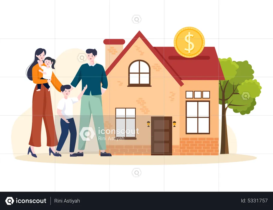 Family purchasing new house  Illustration
