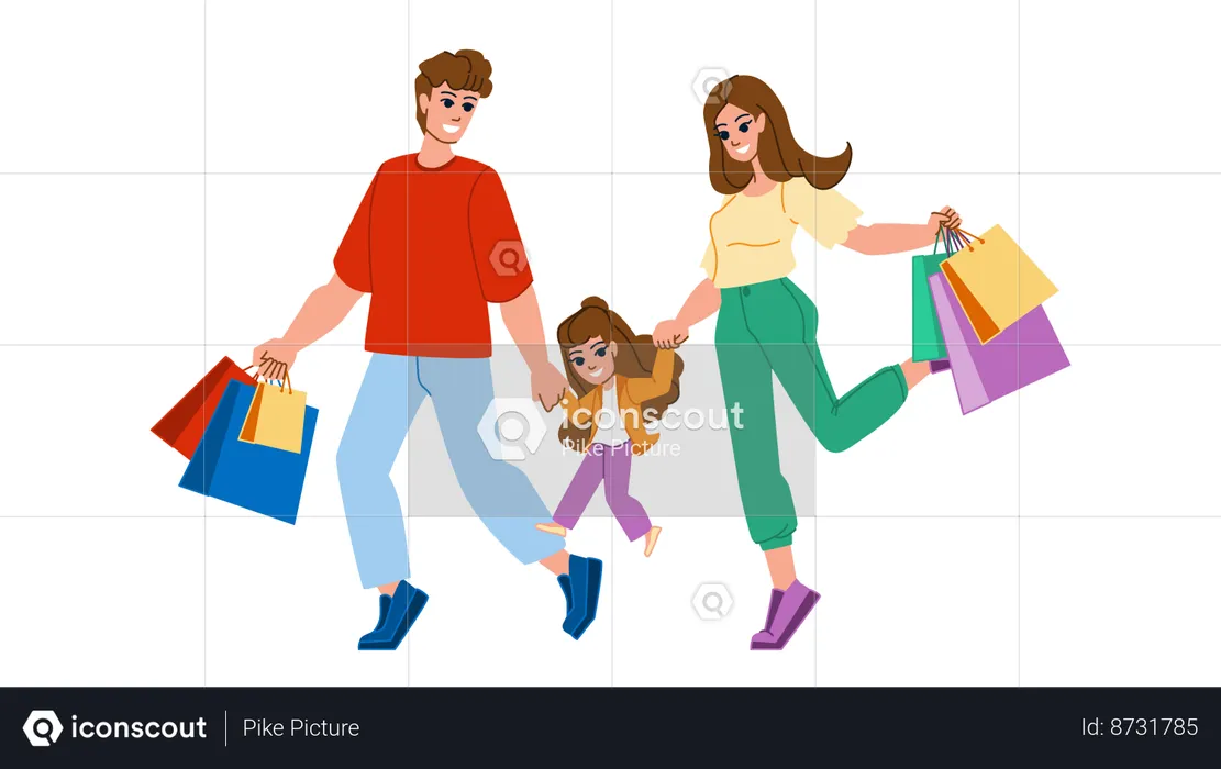 Family shopping  Illustration