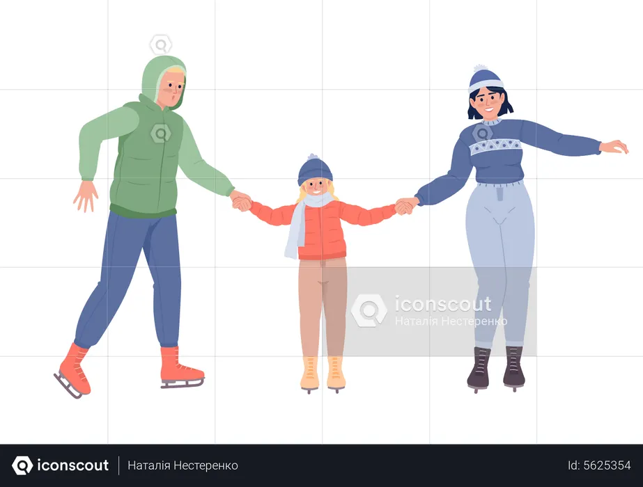 Family skating  Illustration
