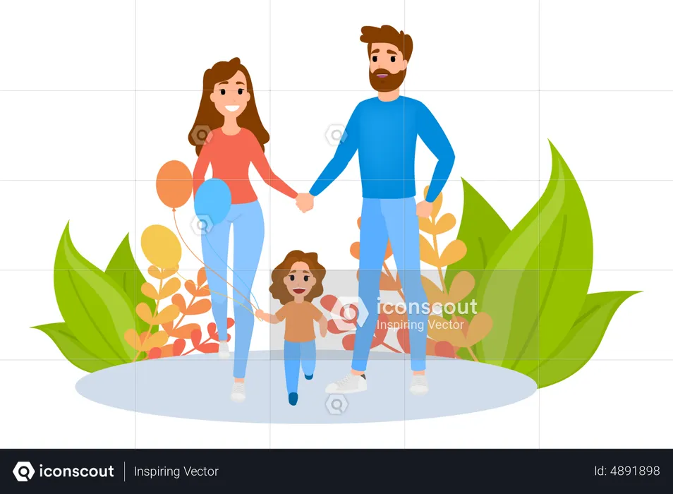 Family spend time together outdoor  Illustration