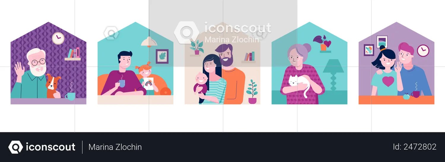 Family spending lockdown  Illustration