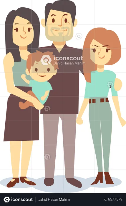 Best Family Standing Together Illustration Download In Png & Vector Format