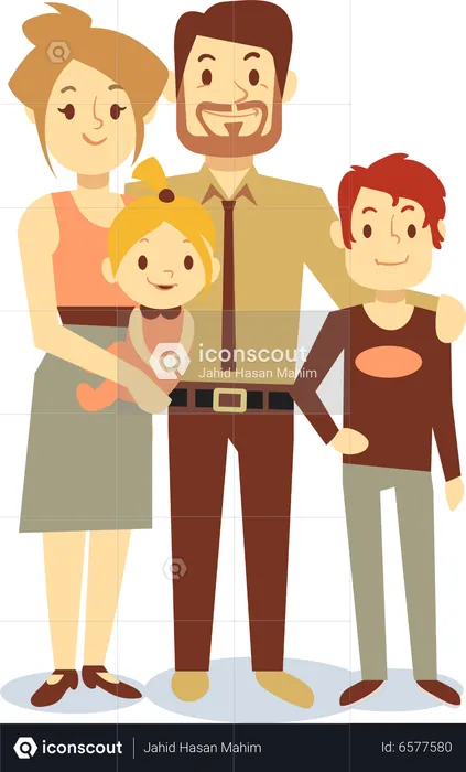 Family Standing Together Illustration - Free Download People ...