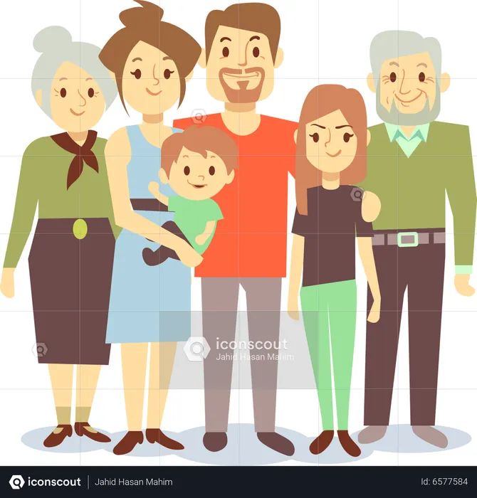 Best Family Standing Together Illustration download in PNG & Vector format