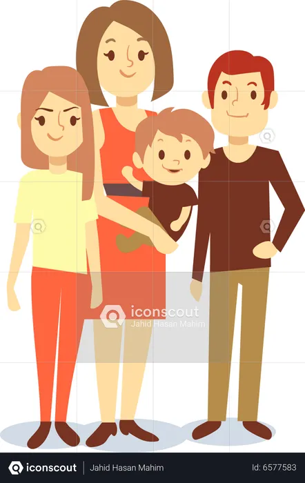 Family Standing Together  Illustration