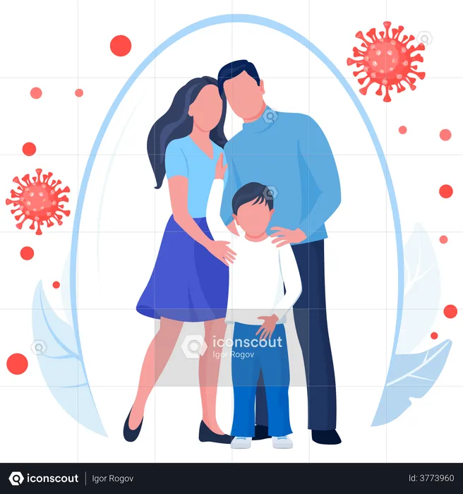 Family taking immunization for covid precaution  Illustration