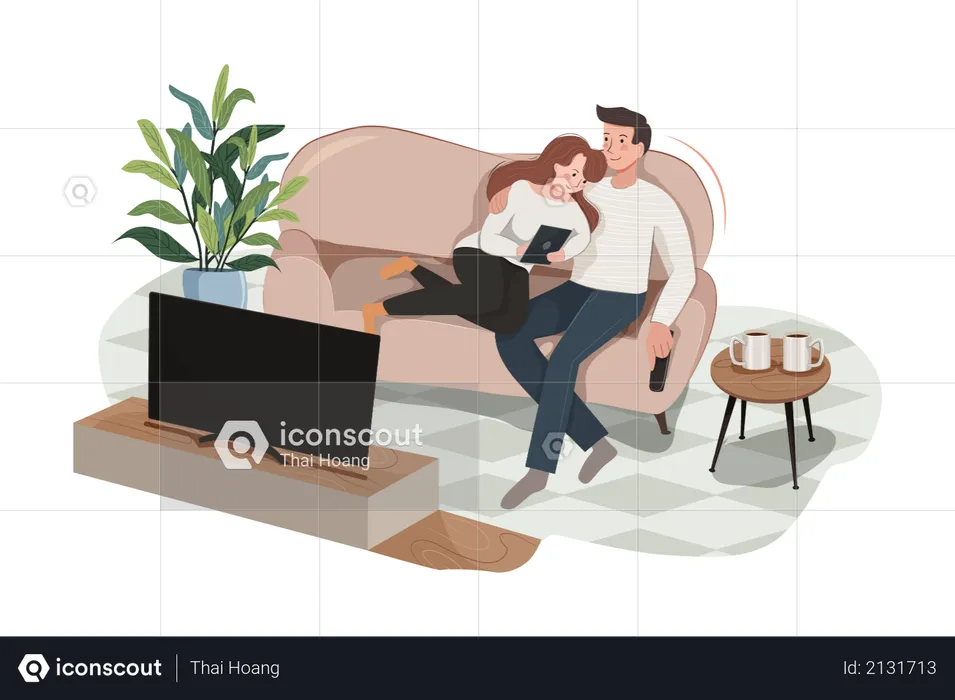 Family time at home  Illustration