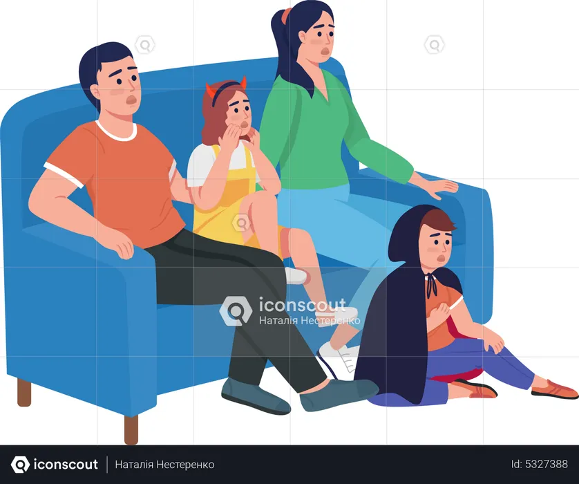 Family watching movie  Illustration