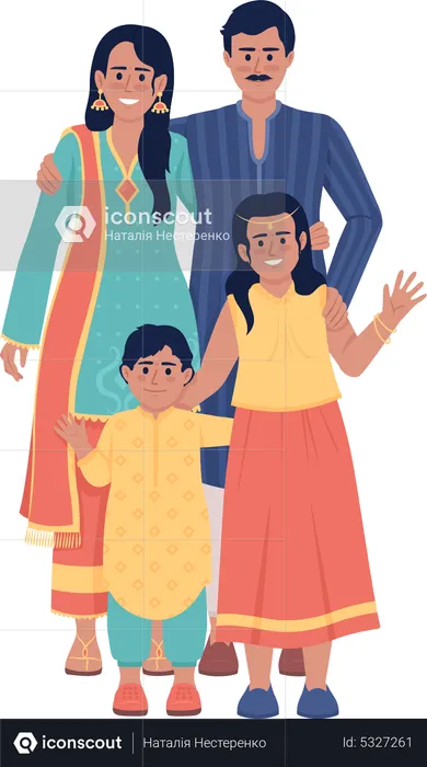 Family wearing indian ethnic outfits  Illustration