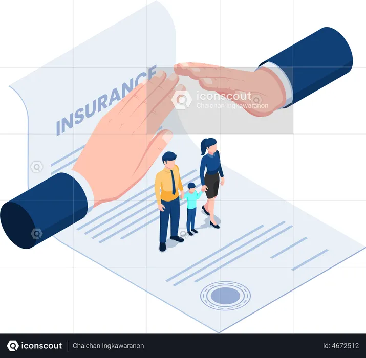 Family with insurance protection  Illustration