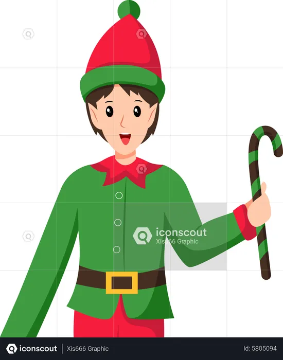 Menino fantasiado de duende de Natal  Ilustração