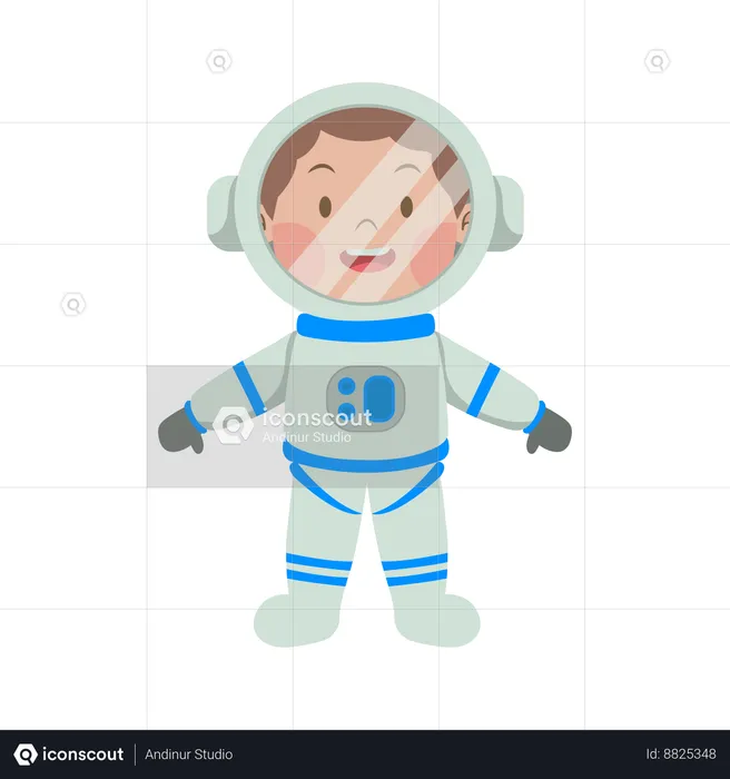 Menino fantasiado de astronauta  Ilustração