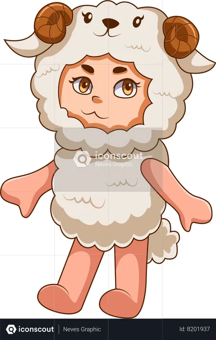 Criança vestindo fantasia de ovelha  Ilustração