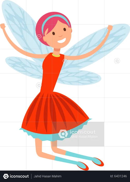 Fantasy fairy girl with wings  Illustration