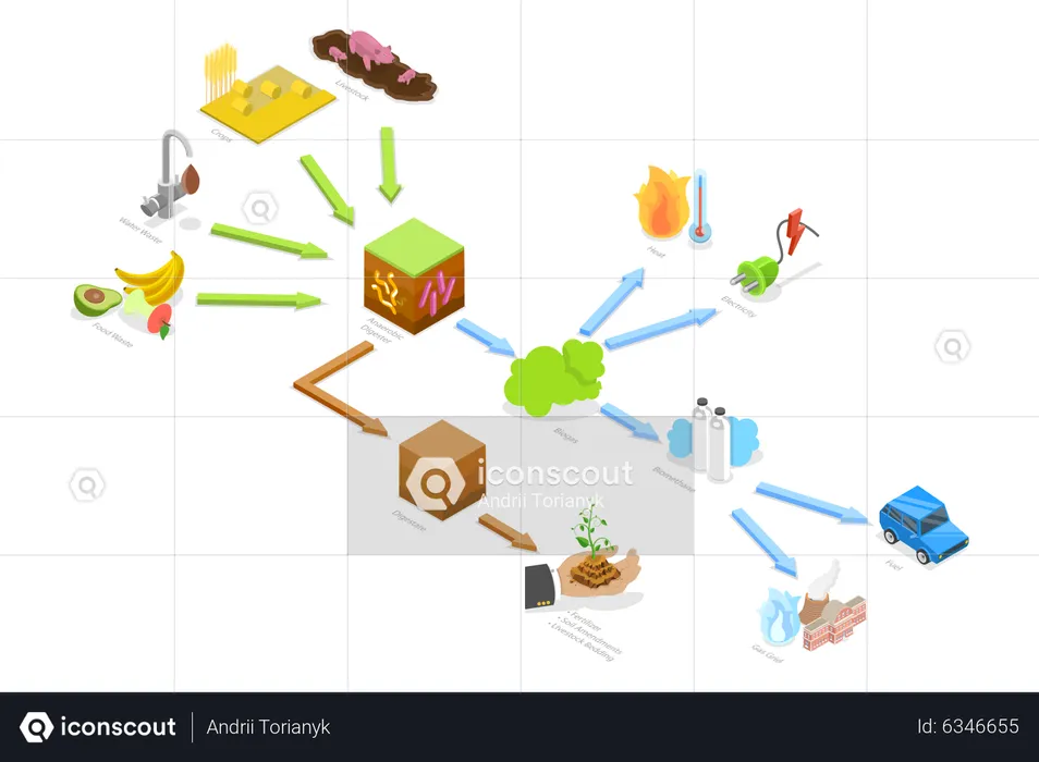 Farm-Based Biogas System  Illustration