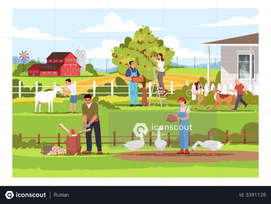 Farm work  Illustration