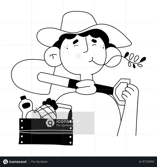 Farmer boy with shovel  Illustration