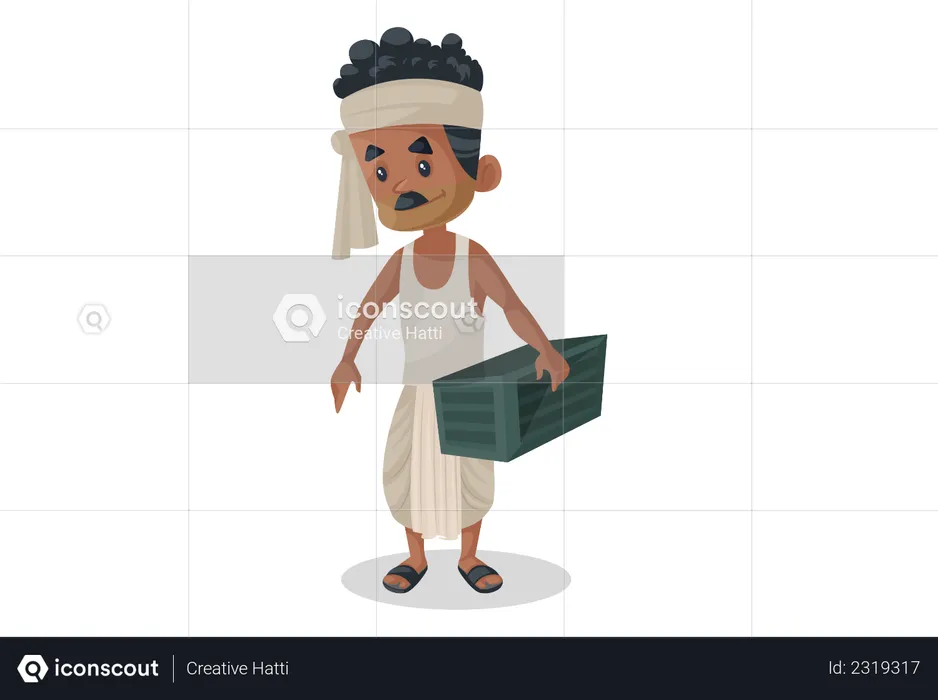 Farmer carrying box  Illustration