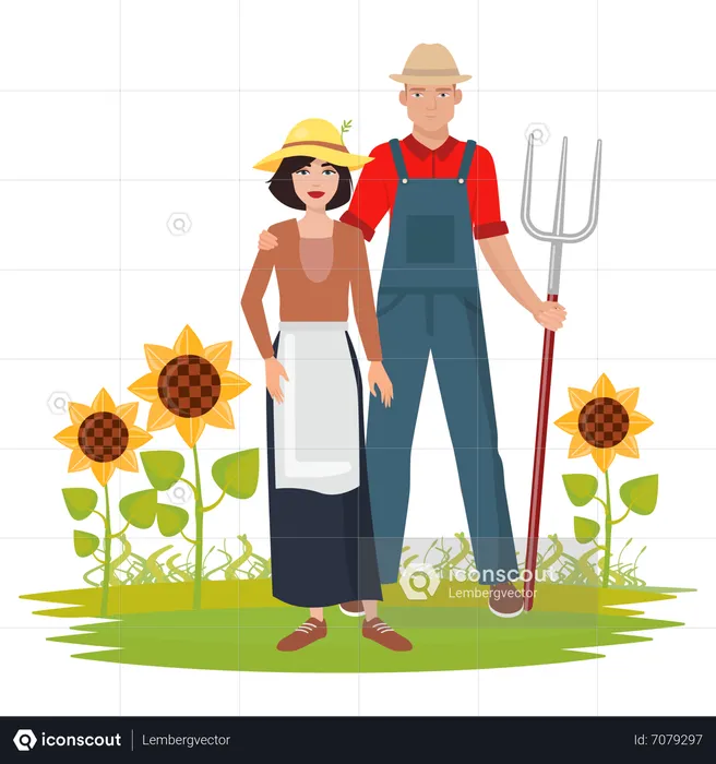 Farmer couple  Illustration