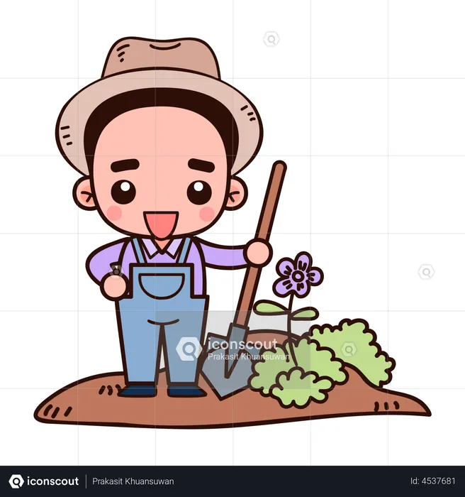 Farmer digging hole  Illustration