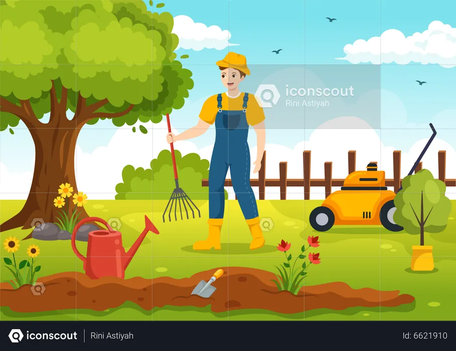 Farmer doing gardening  Illustration